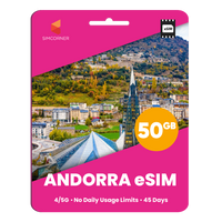 Thumbnail for Andorra eSIM: 50GB - 45 Days
-SimCorner