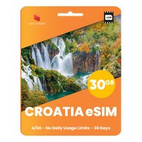 Thumbnail for Croatia eSIM: 30GB - 30 Days - SimCorner