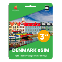 Thumbnail for Denmark eSIM: 3GB - 30 days - SimCorner