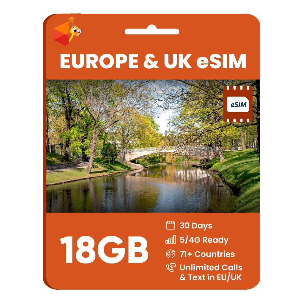 eSIM Europe & UK (12GB, 18GB or 30GB)