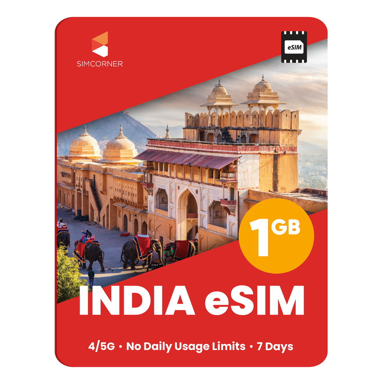 India eSIM: 1GB - 7 Days - SimCorner