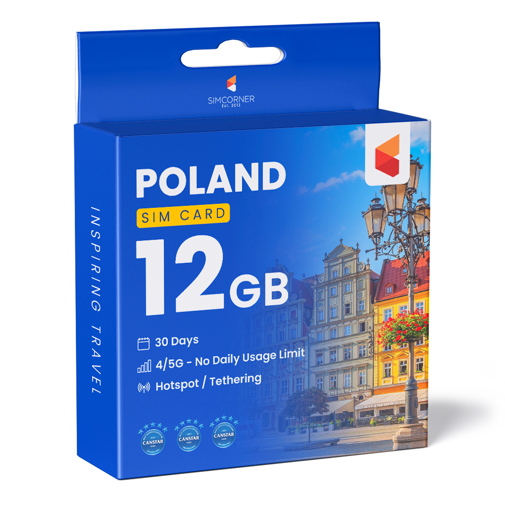 Poland Travel Sim Card (12GB)
